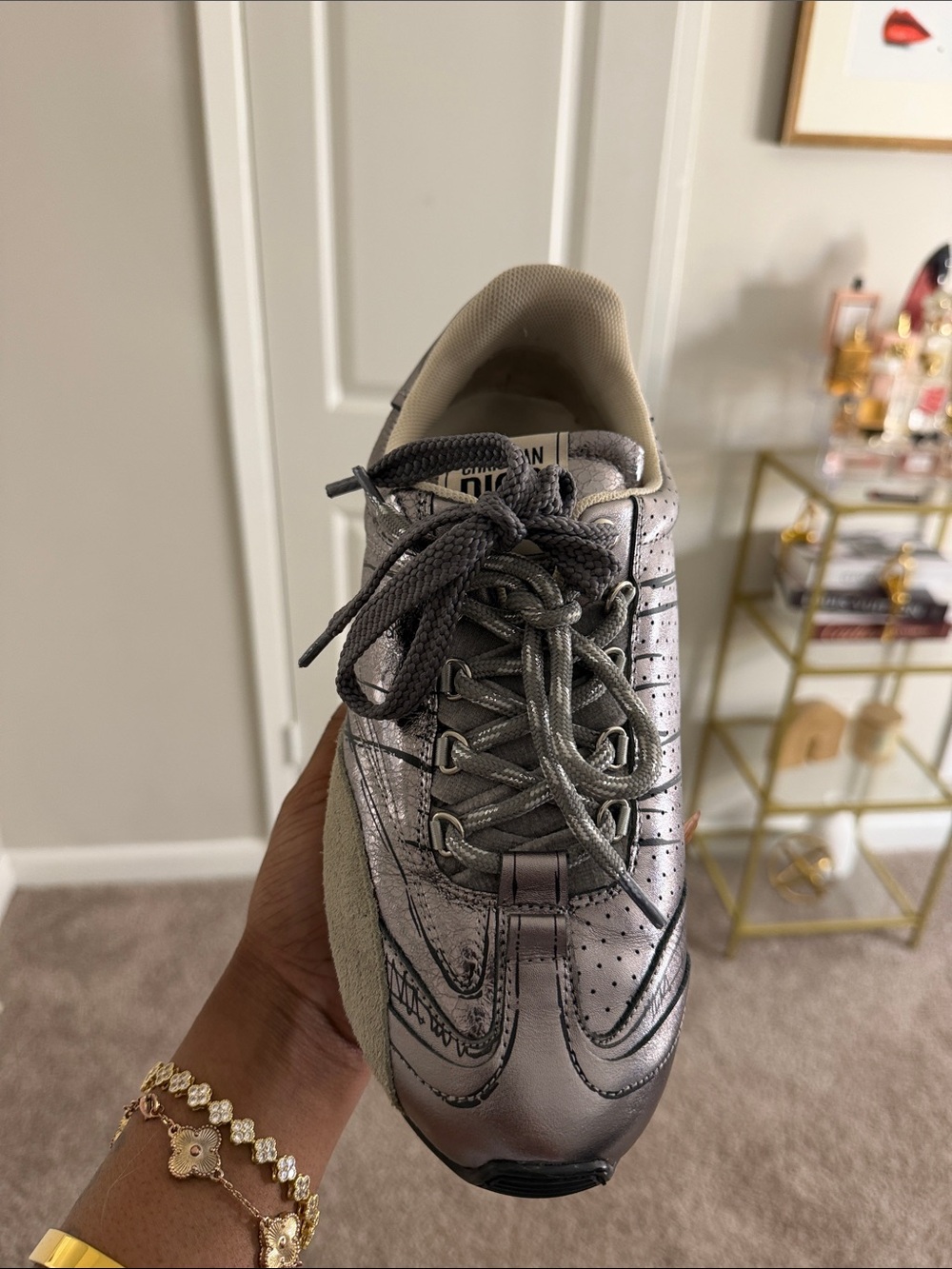 Dior Metallic Gray and Cream Women's Sneaker like NEW ! - Picture 5 of 7